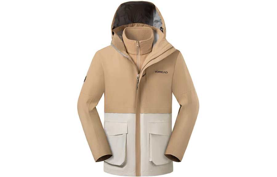 TOREAD Windbreaker Jackets Men's Polar White \ Timber Hooded Moderate