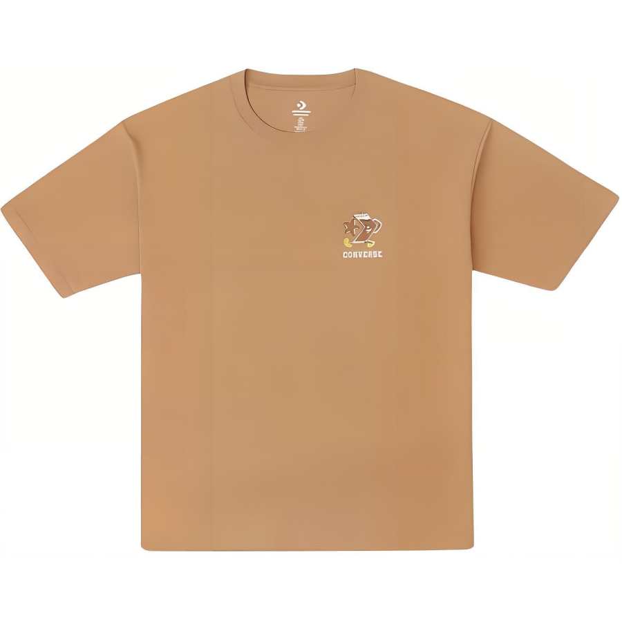 Converse T Shirts Men's Brown Crew Neck Moderate Straight Fit