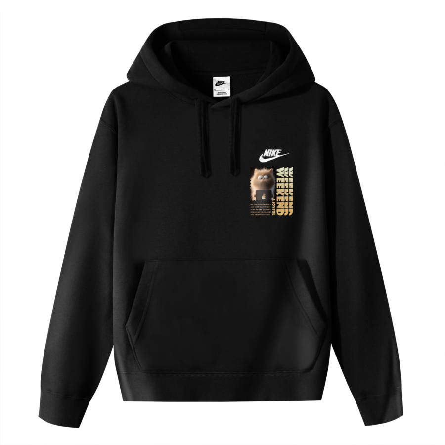 Nike Nike Sportswear ClubDri Fit Fleece Lined Caramel Cat Thermal Pullover Hooded Sports Sweatshirt Unisex Black