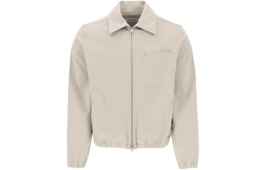 Amiparis Paris Logo Embroidered Zip-Up Shirt Jacket