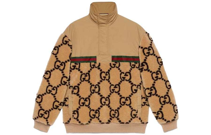 GUCCI GUCCI Gg Jacquard Oversized Half Zip Wool Jacket