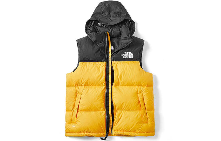 THE NORTH FACE Down Vests Men's Yellow Hooded Non Detachable Moderate Other