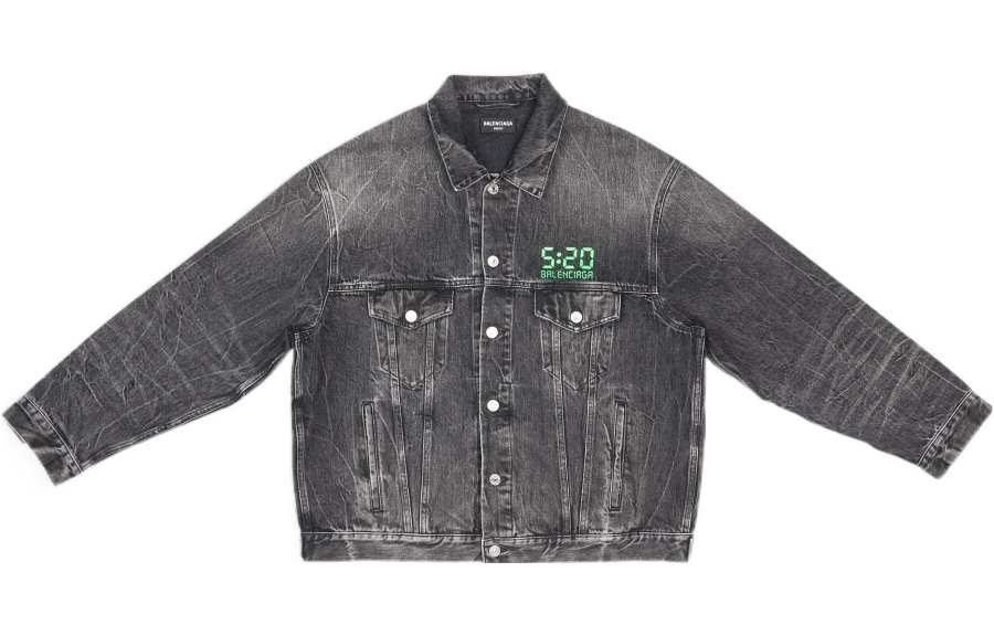 Balenciaga 520 SS22 Denim Jacket Unisex Black Gray