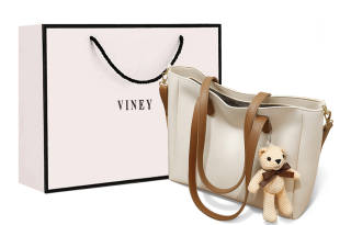 VINEY Cow Leather Crossbody Bag, Shoulder Bag Large Women's Beige