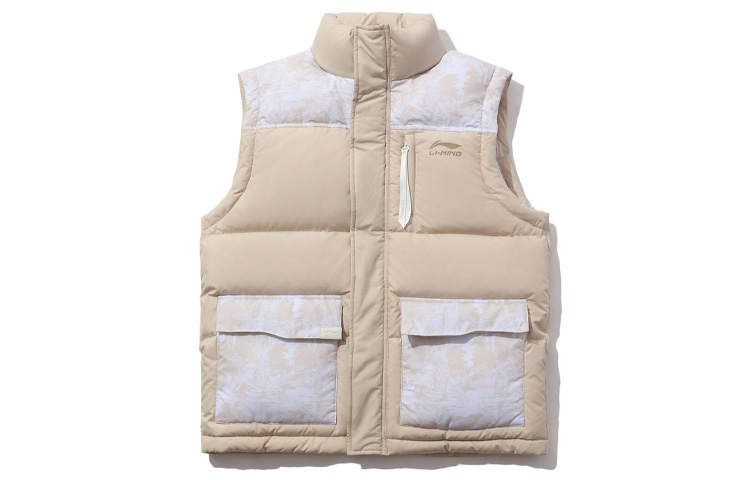 Li-Ning Li Ning Down Vests Men's Oyster Gray Stand Collar Thickened Other