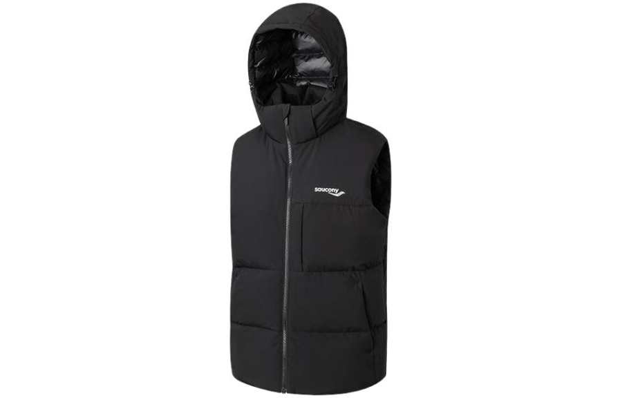 Saucony Down Vests Men's Black Hooded Non Detachable Other