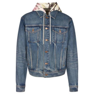 CELINE Double Layered Hooded Denim Jacket