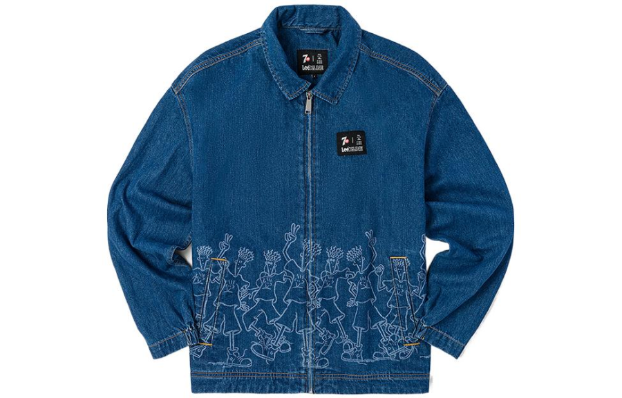 Lee Lee Denim Jackets Men's Medium Blue Lapel Moderate Straight Fit