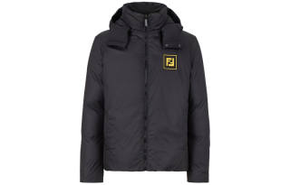 FENDI Down Jackets Men's Black Hooded Moderate