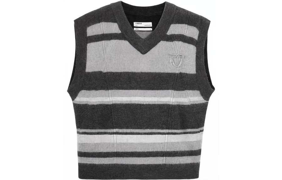 C2H4 C2H4 Vest Unisex Black White Gray Stripes
