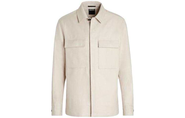 Ermenegildo Zegna Jackets Men's Ecru Shirt Collar Moderate Workwear