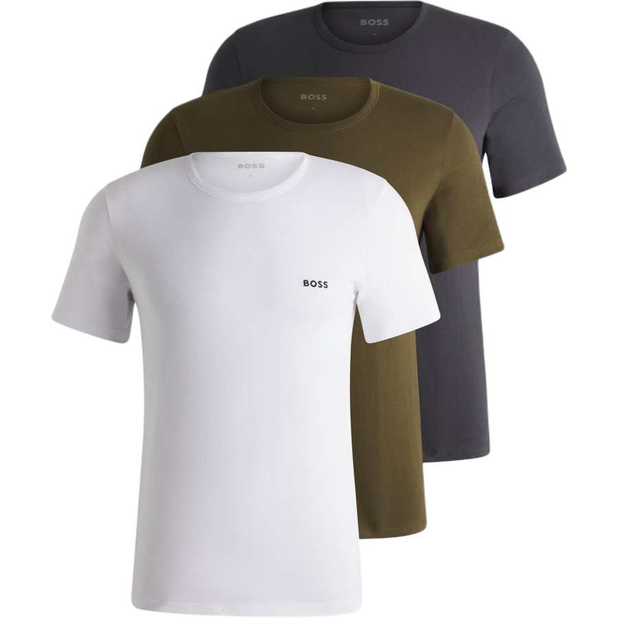 HUGO BOSS T Shirt Men's 3 Pack White+Green+Gray
