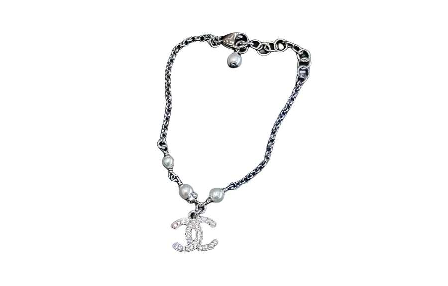 CHANEL Metal, Artificial Pearl, Rhinestone Bracelets Women's Silver