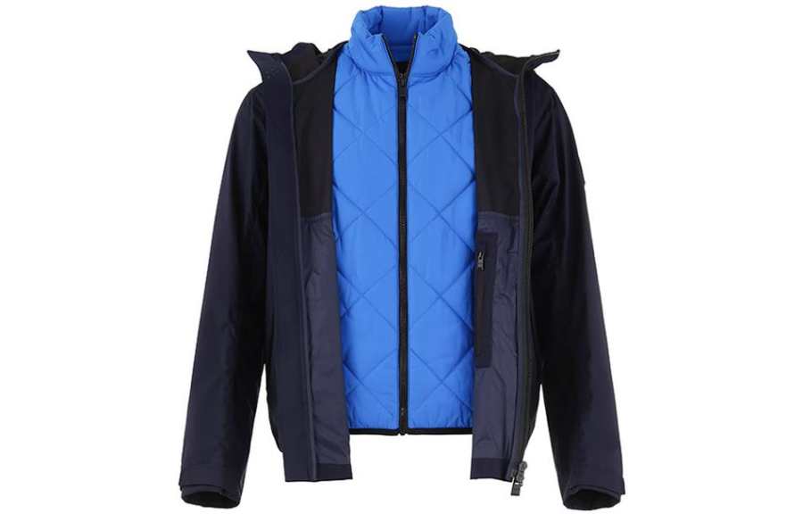 HUGO BOSS Jackets Men's Navy Blue Hooded Moderate Other
