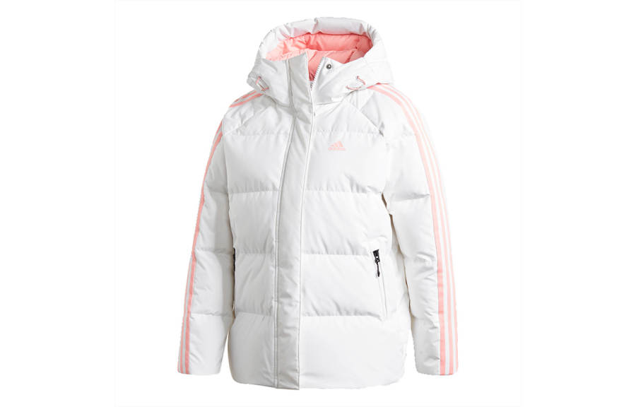 Adidas Adidas Down Jackets Women's White Hooded Moderate Quilted Down Jacket
