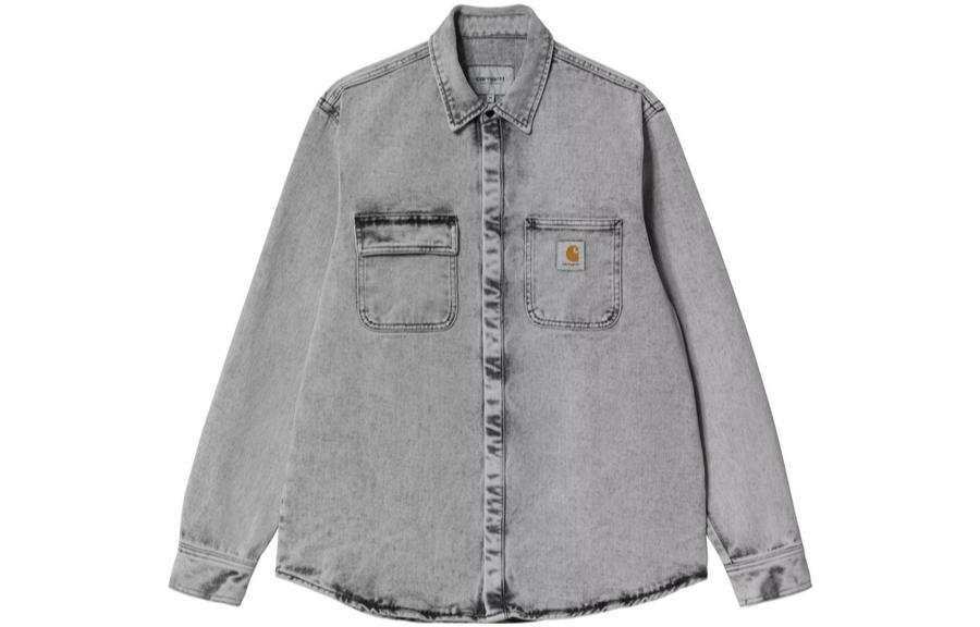 Carhartt WIP Denim Jackets Men's Black Gray Color Lapel Moderate Straight Fit