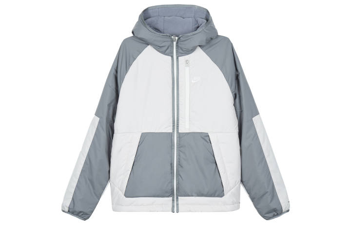 Nike Nike Puffer Jackets Men's Gray Hooded Moderate Patchwork Puffer Jacket