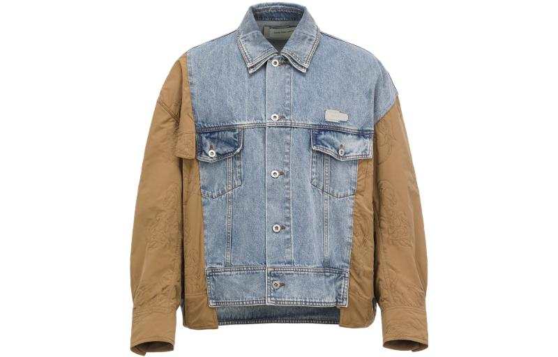 Feng Chen Wang Feng Chen Wang Deconstruction Denim Jackets Men's Blue Lapel Moderate Other