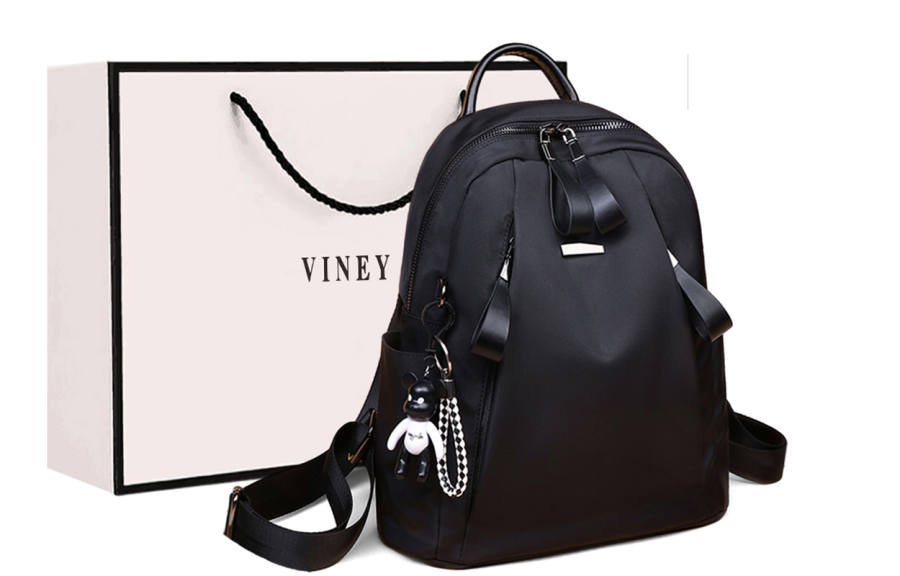 VINEY Oxford Double Shoulder Backpack Large Women's Extreme Night Black