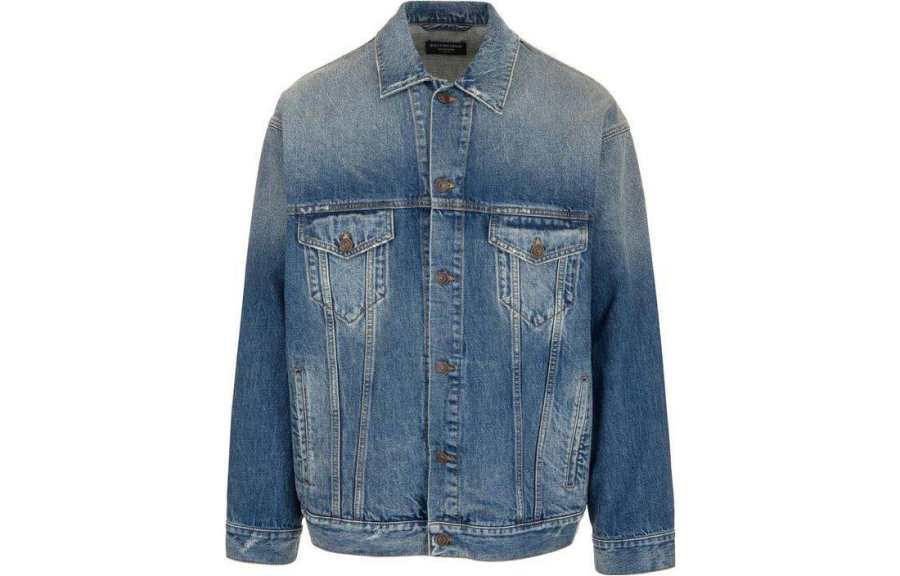 Balenciaga FW22 Denim Jacket Men's Regular Fit Blue