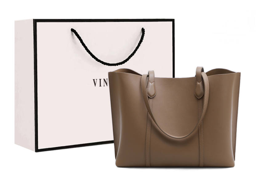 VINEY Cow Leather Shoulder Bag Large Women's Smoke Gray