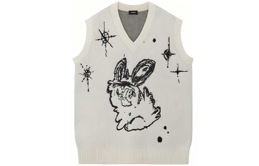 WE11DONE WE11DONE Vests Unisex White V Neck Moderate Knitted Fabric
