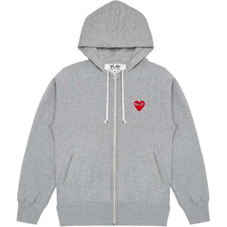 CDG Play Comme Des Garcons Play Red Multi Heart Zip Up Hoodie