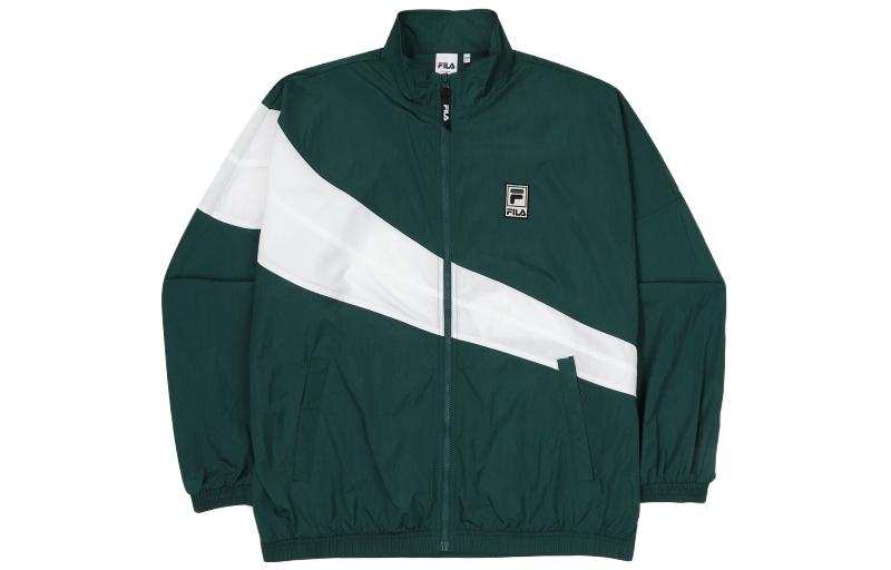 FILA Jackets Unisex Green Stand Collar Moderate Wind Shell