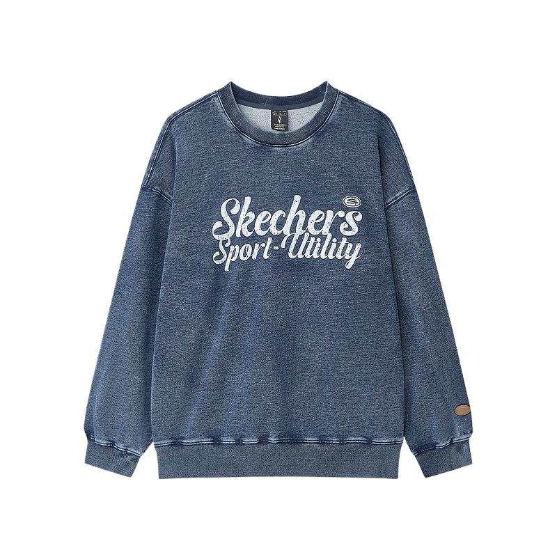 Skechers Sports League Collection Sweatshirt Unisex Denim Snowflake Blue