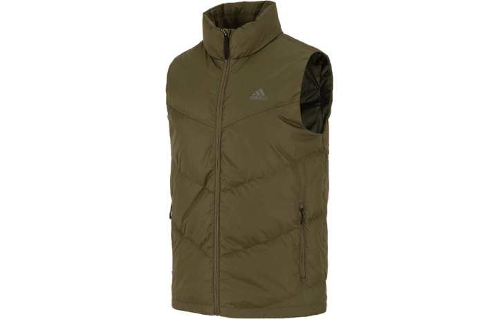 Adidas Adidas Down Vests Men's Green Stand Collar Moderate Other