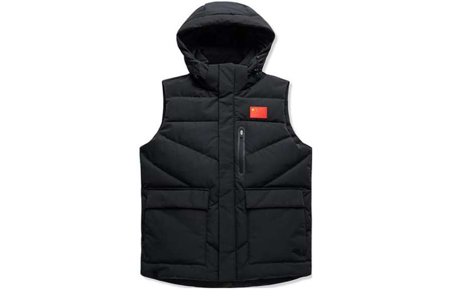 ANTA Down Vests Men's Black Hooded Non Detachable Moderate Other