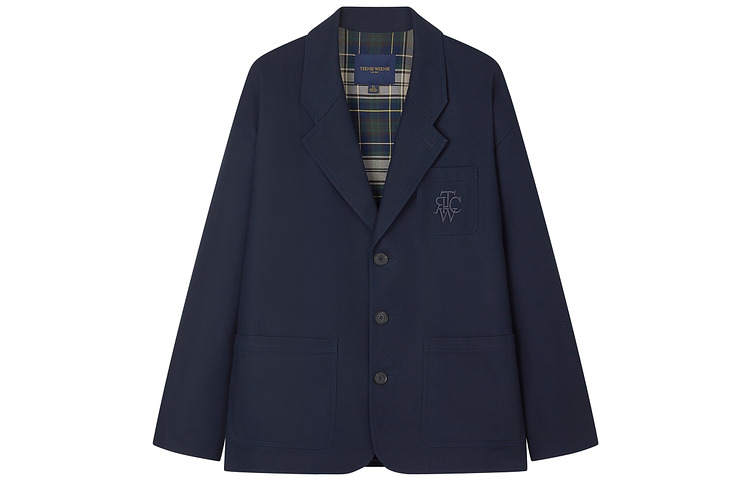 Teenie Weenie Men Evergreen Collection Business Suits Unisex Navy Blue Suit Collar Moderate Business Suit