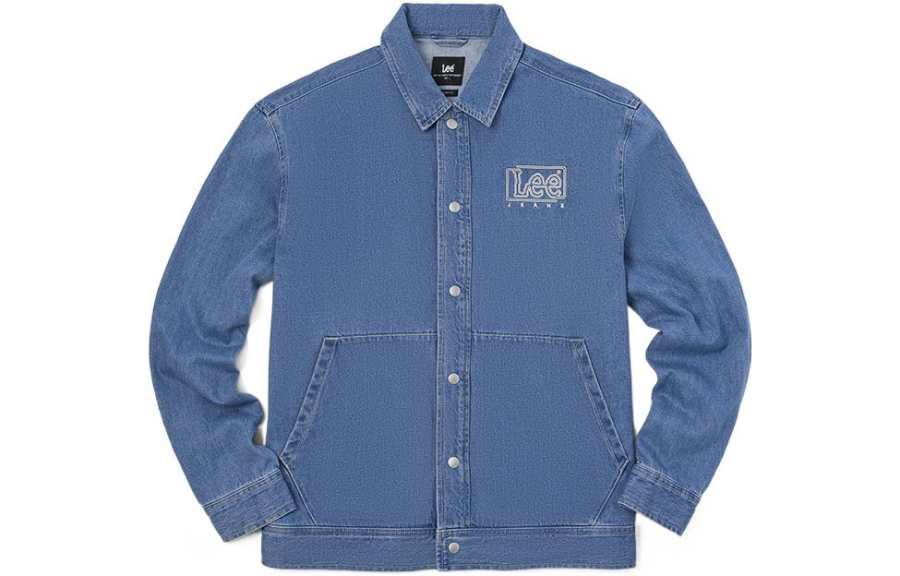 Lee Lee Denim Jackets Men's Medium Light Blue Lapel Moderate Straight Fit