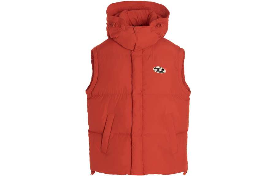 DIESEL Vests Men's Red Stand Collar Other