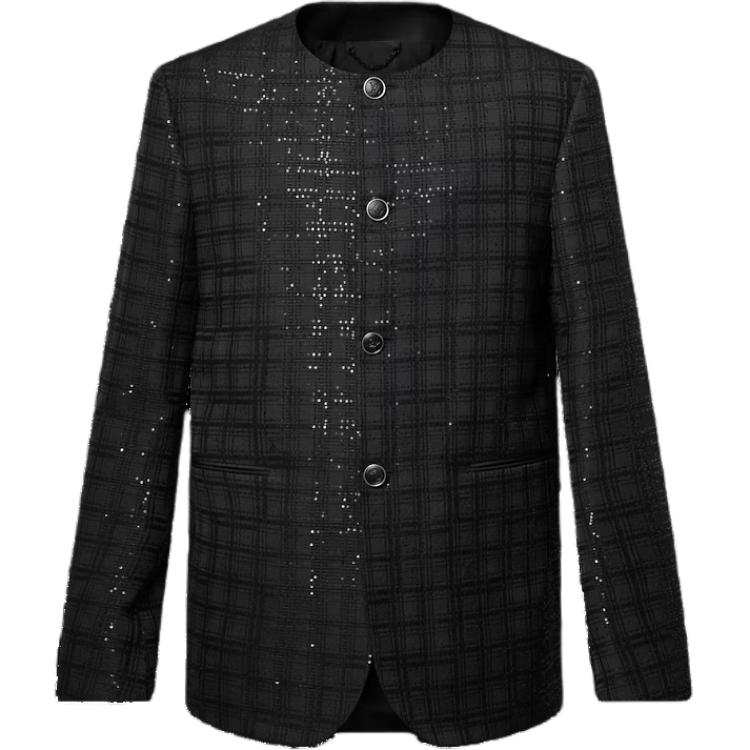 LOUIS VUITTON Louis Vuitton Sequin-Embroidered Collarless Jacket