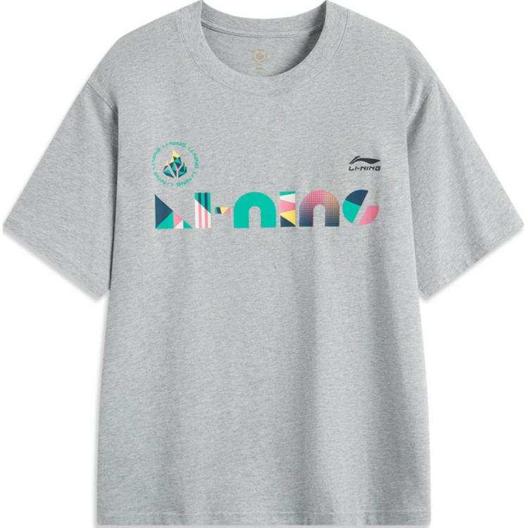 Li-Ning Li Ning Sports Trendy Collection T Shirt Unisex Heather Gray