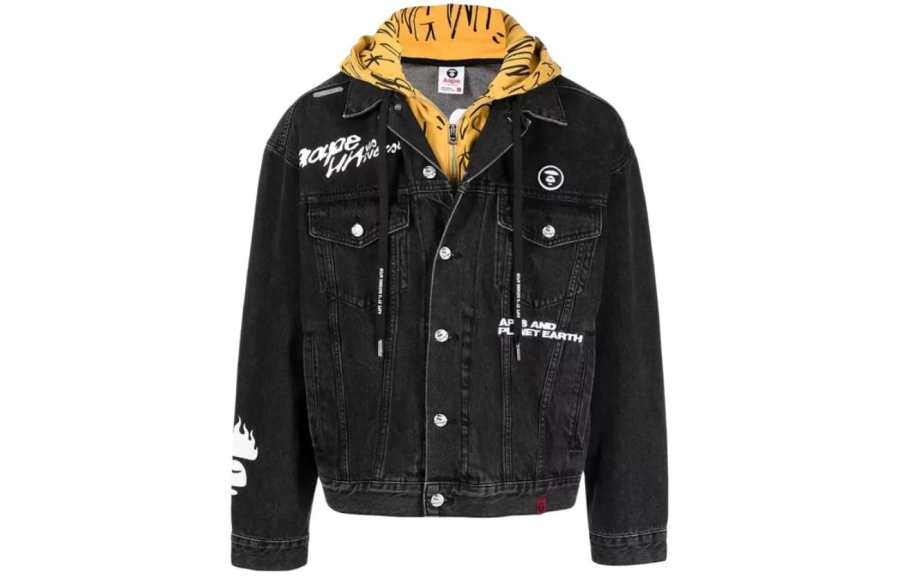 Aape Aape Raised-logo Hooded Denim Jacket