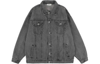 DARKCIRCLE Denim Jackets Unisex Lapel Moderate Straight Fit