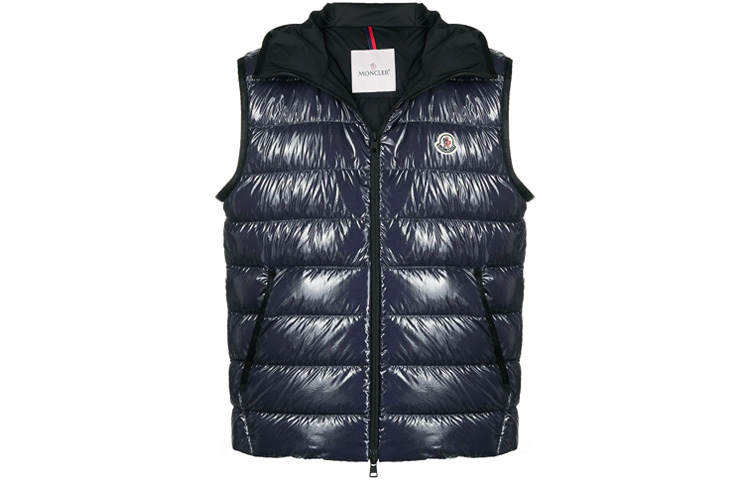 Moncler Moncler Down Vests Unisex Dark Blue Crew Neck Moderate