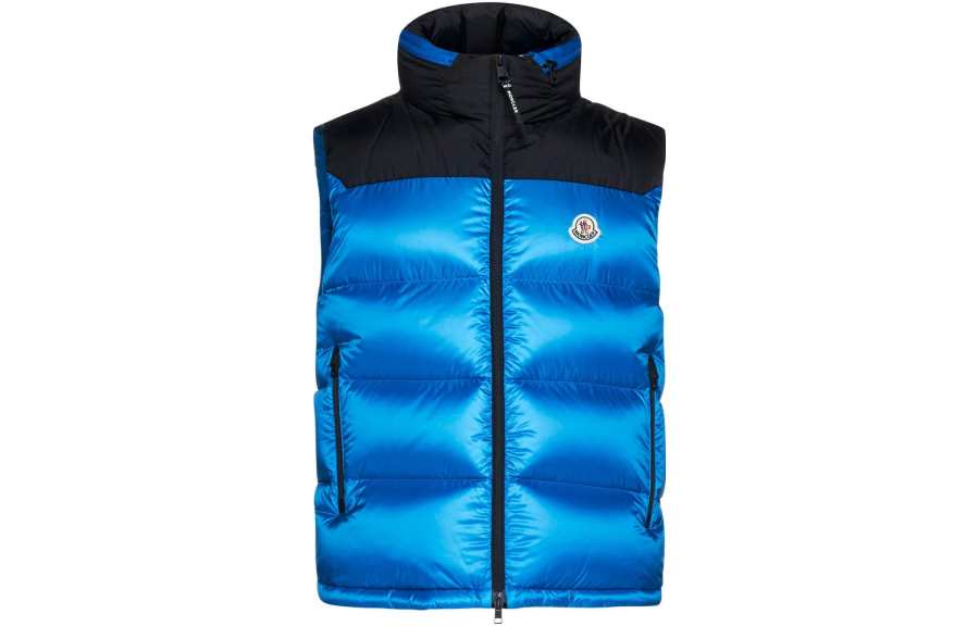Moncler FW22 Down Vests Men's Blue Stand Collar Moderate Other