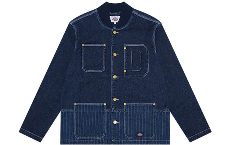Dickies Denim Jackets Unisex Indigo Baseball Collar Moderate Straight Fit