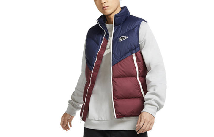 Nike Nike Down Vests Men's Navy Blue & Red Multicolor Stand Collar Moderate Other