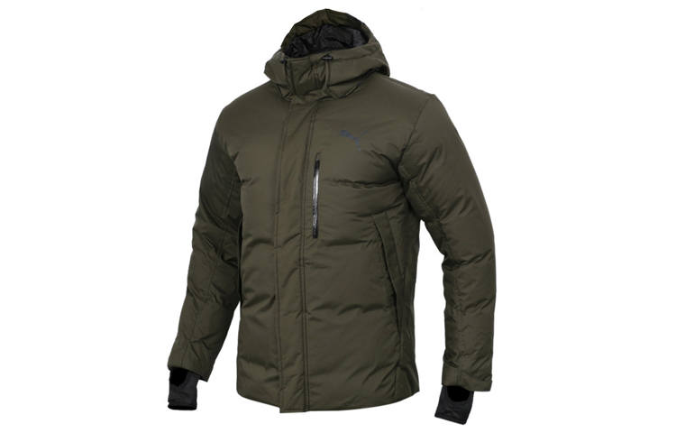 PUMA Down Jackets Men's Army Green Hooded Thickened Other