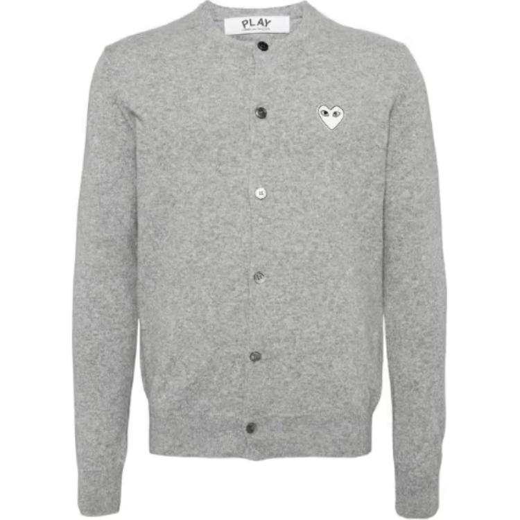 CDG Play Comme Des Garcons Play Women's White Heart Knit Cardigan Sweater