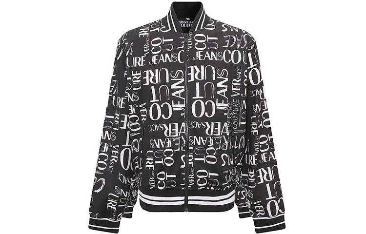 VERSACE JEANS COUTURE Men Logo-Print Zip-Up Sweatshirt Black