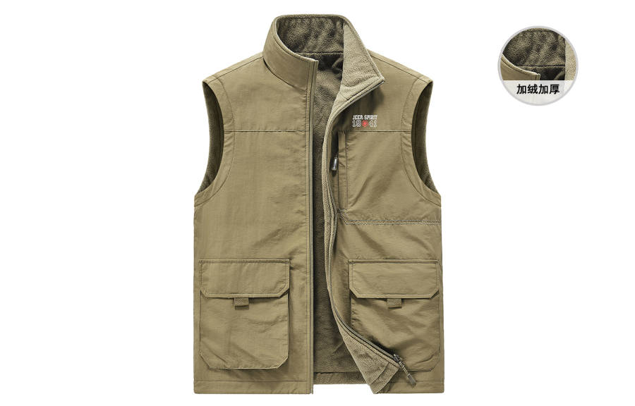 JEEP SPIRIT Vests Men's Stand Collar Thickened And Fleece Lined Other