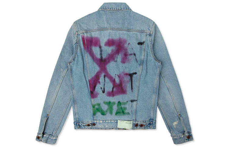OFF-WHITE OFF WHITE Slim Bleached Denim Jacket