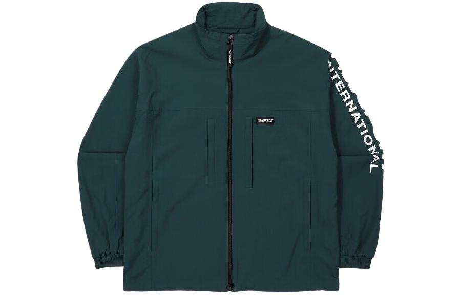 FILA Jackets Men's Pine Green Stand Collar Moderate Workwear