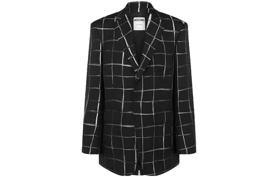 MOSCHINO Business Suits Men's Black Suit Collar Moderate Business Suit