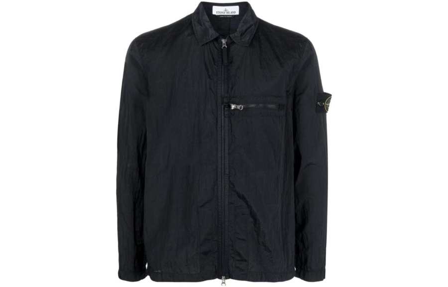 STONE ISLAND SS23 Nylon Meta Jackets Men's Black Crew Neck Moderate Other